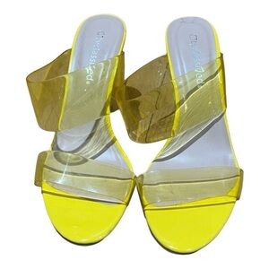 CityClassified Yellow Transparent Heels Women’s Size 6.5 Dressy Shoes